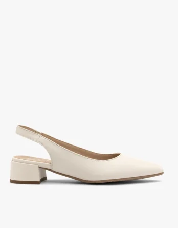 Kremowe czółenka slingback bez pięty kolor Beżowy.