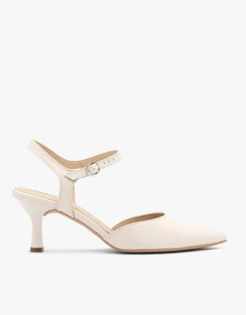 Kremowe ślubne czółenka slingback kolor Beżowy.