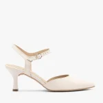 Kremowe ślubne czółenka slingback kolor Beżowy.