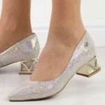 Multi s95 skórzane Polskie czółenka damskie na obcasie Prestige 2230/obl kolor Wielokolorowy.