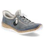 Niebieskie Półbuty Rieker Wsuwane Obuwie Damskie Antistress kolor niebieski