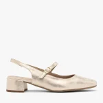 Platynowe czółenka na niskim klocku kolor .