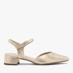 Platynowe czółenka z otwartą piętą kolor Platynowy.