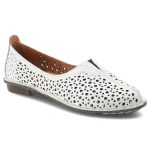 Półbuty damskie Artiker cholewka skóra naturalna perforowana wsuwany fason elastyczne wstawki po bokach zaokrąglony nosek niski krój dopasowana linia kolor biały