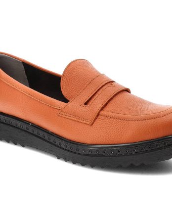 Pomarańczowe Półbuty Armodo Wygodne Skórzane Buty Damskie kolor pomarańczowy