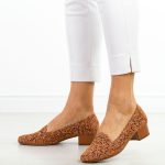 Pomarańczowe ażurowe czółenka damskie na obcasie M.Daszyński Sa200-1 kolor Pomarańczowy.