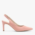 Różowe czółenka typu slingback kolor Różowy.