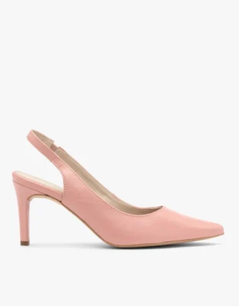 Różowe czółenka typu slingback kolor Różowy.