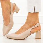 Różowe krem czółenka damskie bez pięty Sergio Leone Sk463 kolor Różowy.