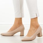 Różowe krem czółenka damskie na obcasie Sergio Leone Pb413 kolor Różowy.