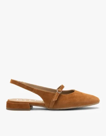 Rude czółenka slingback kolor Brązowy.