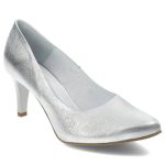 Srebrne Czółenka Clasicco Eleganckie Obuwie Damskie Na Obcasie kolor srebrny.