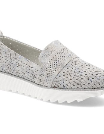 Srebrne Półbuty S.Barski Obuwie Damskie Ze Skóry Naturalnej kolor srebrny