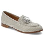 Szare Półbuty S. Barski Modne Obuwie Damskie Z Elegancką Broszką kolor szary