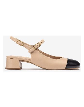 Unisa Skórzane czółenka w kolorze beżowo-czarnym rozmiar: 38 kolor beige/black.