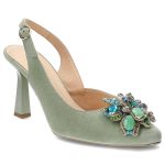 Zielone Czółenka Kordel Eleganckie Buty Damskie kolor zielony.