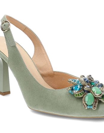 Zielone Czółenka Kordel Eleganckie Buty Damskie kolor zielony.