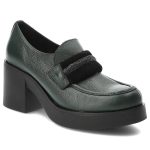 Zielone Półbuty Lemar Wygodne Skórzane Buty na Jesień kolor zielony