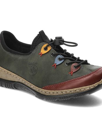 Zielone Półbuty Rieker Wygodne Buty Damskie kolor zielony