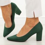 Zielone czółenka damskie na słupku Sergio Leone Pb414 kolor Zielony.