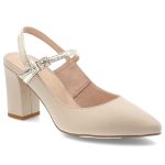 Złote Czółenka Armodo Eleganckie Obuwie Damskie kolor beżowy.