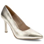 Złote Czółenka Karino Eleganckie Skórzane Buty kolor złoty.