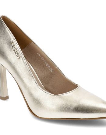 Złote Czółenka Karino Eleganckie Skórzane Buty kolor złoty.