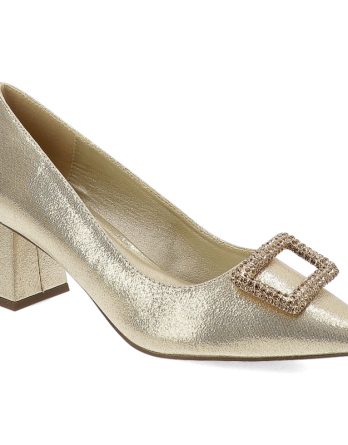 Złote Czółenka Menbur Eleganckie Obuwie Damskie kolor złoty.