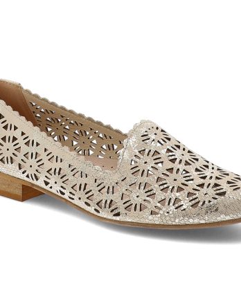 Złote Półbuty Armodo Eleganckie Obuwie Damskie kolor złoty