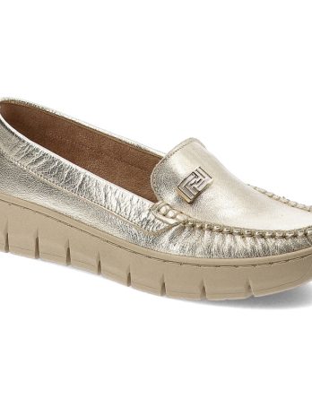 Złote Półbuty Armodo Modne Wsuwane Obuwie Damskie kolor złoty