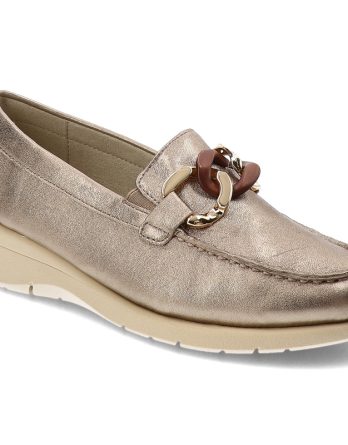 Złote Półbuty Maciejka Eleganckie Mokasyny Damskie kolor złoty