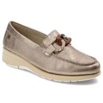 Złote Półbuty Maciejka Eleganckie Mokasyny Damskie kolor złoty