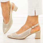 Złote ażurowe czółenka damskie bez pięty Sergio Leone Sk463 kolor Złoty.