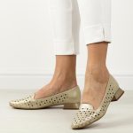 Złote ażurowe czółenka damskie na obcasie M.Daszyński Sa178a-2 kolor Złoty.