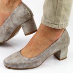 Złote czółenka damskie na obcasie M.Daszyński Sa212-1 kolor Złoty.