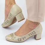 Złote czółenka damskie na obcasie M.Daszyński Sa212-2 kolor Złoty.