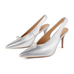 loft37 Skórzane czółenka "Come Across" w kolorze srebrnym rozmiar: 38 kolor silver.