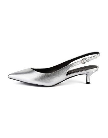 loft37 Skórzane czółenka w kolorze srebrnym rozmiar: 35 kolor silver.