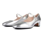 loft37 Skórzane czółenka w kolorze srebrnym rozmiar: 39 kolor silver.